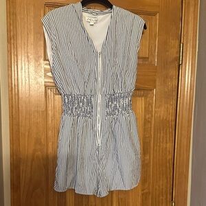 She & Sky Blue and White Striped Sleeveless Romper from Magnolia Boutique Large